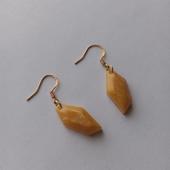 Hand Crafted Jewelry - Harvest gold resin earrings